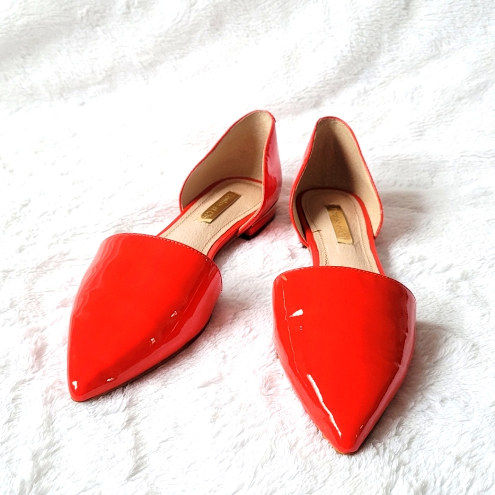 Louise et Cie bright red pointed toe slip on flat gold Size 5 Preowned Excellent - Picture 1 of 9